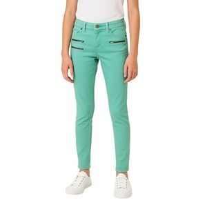 Life In Progress Skinny Jeans 26 Mint Green Zipper Moto‎ Stretch Sporty Casual